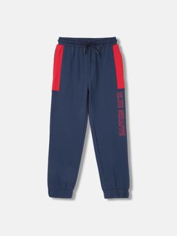 Blue Giraffe - Boys Navy Blue Solid Joggers Fit Mid-Rise Joggers