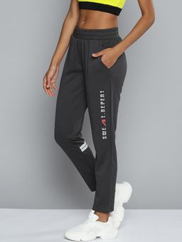 Alcis - Women Charcoal Grey Typography Track Pants
