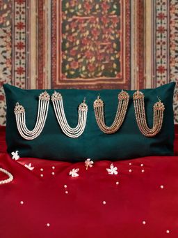 Zaveri Pearls - Pack Of 2 Champagne Color Multistrand Bead Mittal Ear Chains-Zpfk22067