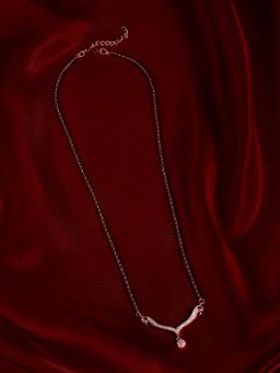 Zaveri Pearls - Rose Gold Dazzling Cubic Zirconia Contemporary Mangalsutra-Zpfk22143