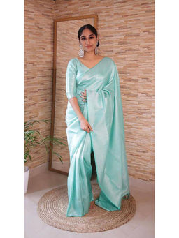 Anjaneya Sarees - Sky Blue Woven Designer Banarasi Silk Kanjivaram Saree with Unstitched Blouse