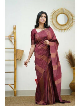 Anjaneya Sarees - Maroon Woven Designer Banarasi Silk Kanjivaram Saree with Unstitched Blouse