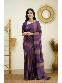 Anjaneya Sarees - Purple Woven Designer Banarasi Silk Kanjivaram Saree with Unstitched Blouse