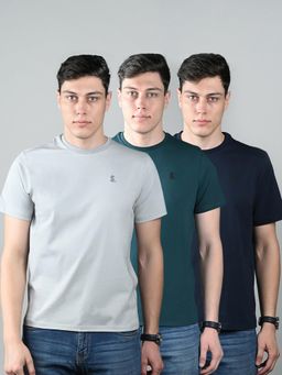 Louis Stitch - Mens Super Combed Cotton Solid T-Shirts (Pack of 3)