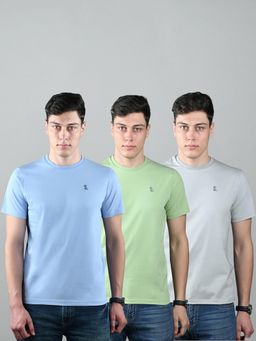 Louis Stitch - Mens Super Combed Cotton Solid T-Shirts (Pack of 3)