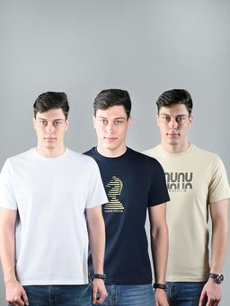 Louis Stitch - Mens Super Combed Cotton Printed T-Shirts (Pack of 3)