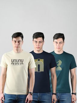 Louis Stitch - Mens Super Combed Cotton Printed T-Shirts (Pack of 3)