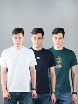 Louis Stitch - Mens Super Combed Cotton Printed T-Shirts (Pack of 3)