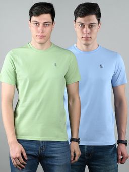 Louis Stitch - Mens Super Combed Cotton Solid T-Shirts (Pack of 2)