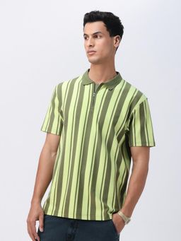 The Souled Store - Originals Stripes: Green Men Polo T-Shirt