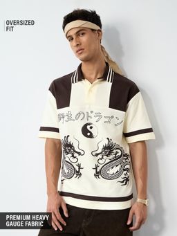The Souled Store - Originals Men Oversized Wild Dragon Polo T-Shirt