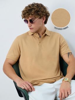 The Souled Store - Textured: Biscotti Polo T-Shirt