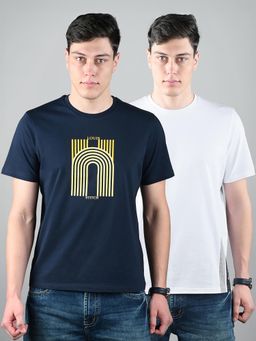 Louis Stitch - Mens Super Combed Cotton Graphic T-Shirts (Pack of 2)