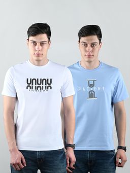 Louis Stitch - Mens Super Combed Cotton Graphic T-Shirts (Pack of 2)