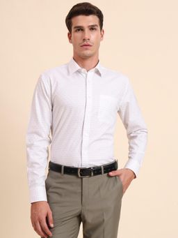 JadeBlue - Regular Fit White Checks Cotton Formal Shirt