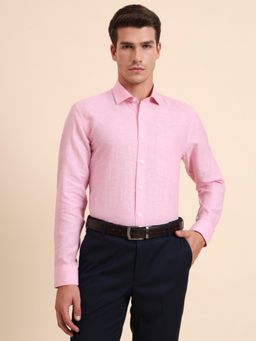 JadeBlue - Regular Fit Light Pink Linen Formal Shirt