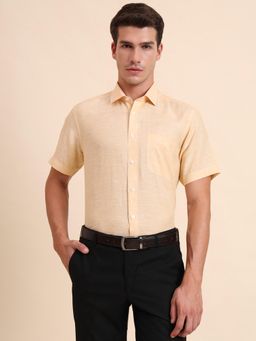JadeBlue - Regular Fit Orange Linen Formal Shirt