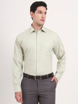JadeBlue - Regular Fit Pista Green Cotton Formal Shirt