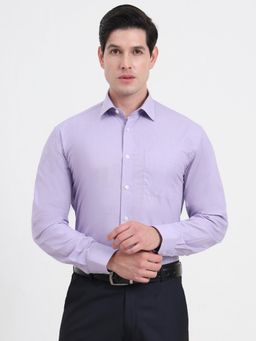 JadeBlue - Solid Regular Fit Purple Cotton Formal Shirt