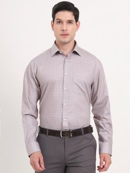 JadeBlue - Regular Fit Grey Cotton Printed Formal Shirt