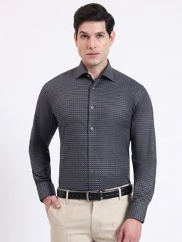 JadeBlue - Slim Fit Grey Cotton Formal Shirt