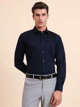 Metal - Slim Fit Metal Blue Cotton Formal Shirt