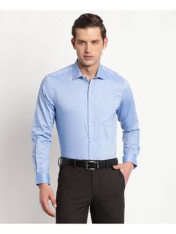Turtle - Mens Light Blue Regular Fit Solid Pure Cotton Formal Shirt