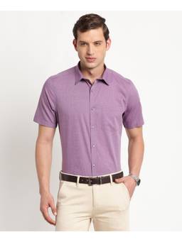 Turtle - Mens Mauve Slim Fit Solid Pure Cotton Formal Shirt