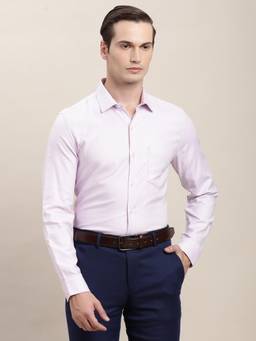 Turtle - Mens Light Pink Slim Fit Dobby Pure Cotton Formal Shirt