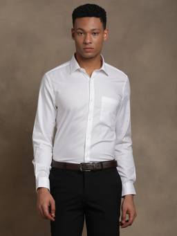 Turtle - Mens White Slim Fit Dobby Pure Cotton Formal Shirt