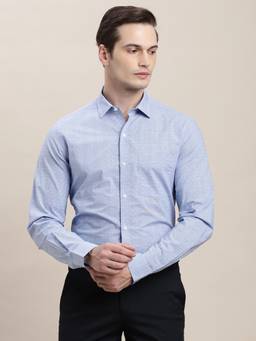 Turtle - Mens Light Blue Slim Fit Checks Pure Cotton Formal Shirt