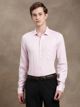 Turtle - Mens Pink Slim Fit Dobby Pure Cotton Formal Shirt