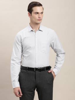 Turtle - Mens Grey Slim Fit Dobby Pure Cotton Formal Shirt