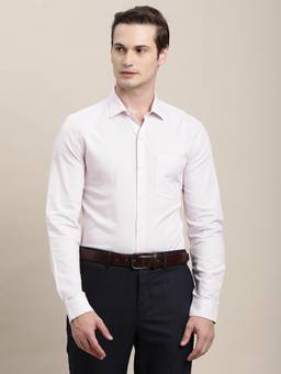 Turtle - Mens Light Pink Regular Fit Dobby Pure Cotton Formal Shirt