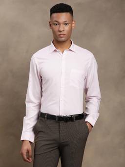 Turtle - Mens Giza Cotton Slim Fit Dobby Light Pink Formal Shirt