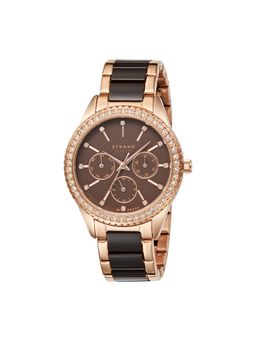 Strand by Obaku - Sandy Coffee Multifunction Brown Round Crystal Dial Womens Watch S729LMVNSN
