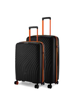 Nasher Miles - Capri Hard-Sided Polypropylene Black Trolley Bags (M/L) (Pack of 2)