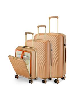 Nasher Miles - Capri Hard-Sided Polypropylene Beige Trolley Bags (S/M/L) (Pack of 3)