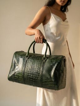 Ya Qalbi - Textured Casual Duffel Bag With Detachable Strap - Green