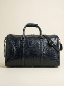 Ya Qalbi - Textured Casual Duffel Bag With Detachable Strap - Navy Blue