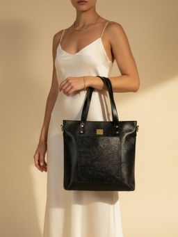 Ya Qalbi - Women Solid Shopper Leather Tote Bag - Blue