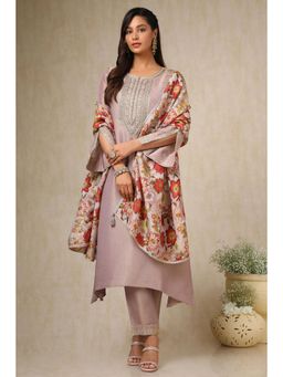 Soch - Womens Lavender Tissue Embroidered Kurta & Pant with Dupatta (Set of 3)