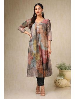 Soch - Womens Multi-Color Georgette Blend Abstract Print Kurta & Pant (Set of 2)