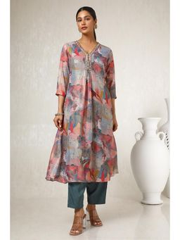 Soch - Womens Multi-Color Georgette Blend Abstract Print Kurta & Pant (Set of 2)