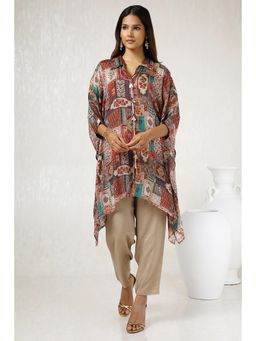 Soch - Womens Multi-Color Ethnic Motifs Kaftan with Pant (Set of 3)