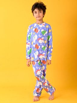 ANTHRILO - Blue Printed Top and Pyjama (Set of 2)
