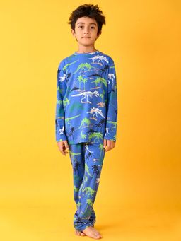 ANTHRILO - Blue Printed Top and Pyjama (Set of 2)