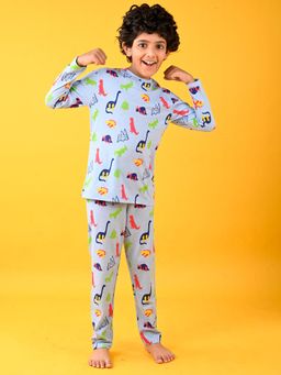 ANTHRILO - Blue Printed Top and Pyjama (Set of 2)