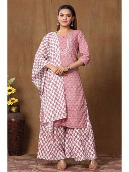 Miravan - Womens Cotton Kurta with Palazzo & Dupatta (Set of 3)