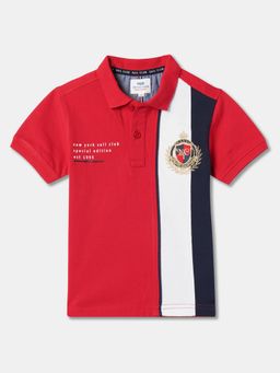 R&B - Boys Red Cotton Half Sleeves Polo T-shirt